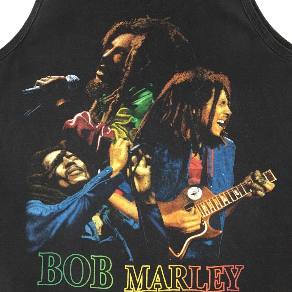 Bob Marley Graphic T-Shirt Black No Sleeves
